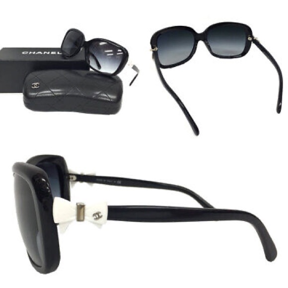 CHANEL SUNGLASSES OVERSIZD WHITE BOW RECTANGLE - Picture 3 of 11